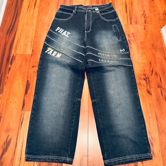 Vintage Y2K Phat Farm Jeans Men’s Sz (31x31) Embroidered Dark WashStreetwear - Picture 1 of 11